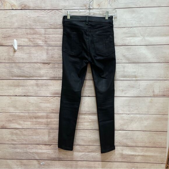 RAG & BONE HIGH RISE SKINNY JEANS IN SHINY BLACK - Picture 4 of 6